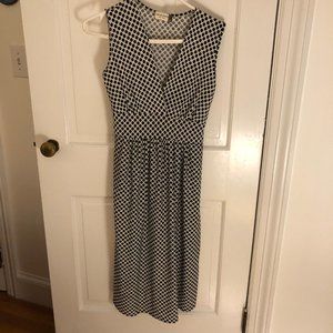 Perfect Polka Dot V-neck, belted Midi Dress with a Vintage Vibe and A-line skirt